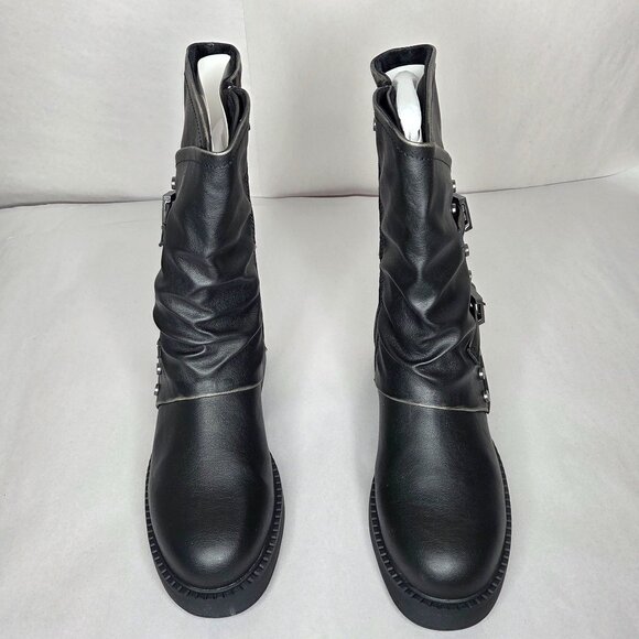 NWT Blowfish Malibu Venice Black Distressed Vegan Faux Leather Boots - Picture 2 of 6
